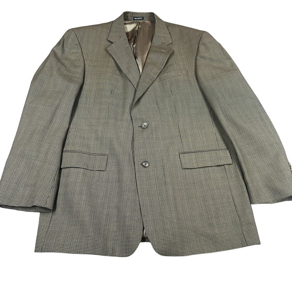 Oscar De La Renta Blazer Men's 46L Houndstooth Brown Wool sport coat